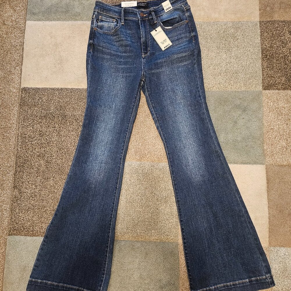 Judy Blue JB82443 Trouser Hem Flare High Waist Jeans NWT
